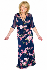 Basic 3/4 Length Navy Mesh Sleevey Wonders - Plus Size