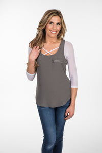 Criss-Cross 3/4 Sleeve White Mesh Sleevey Wonders