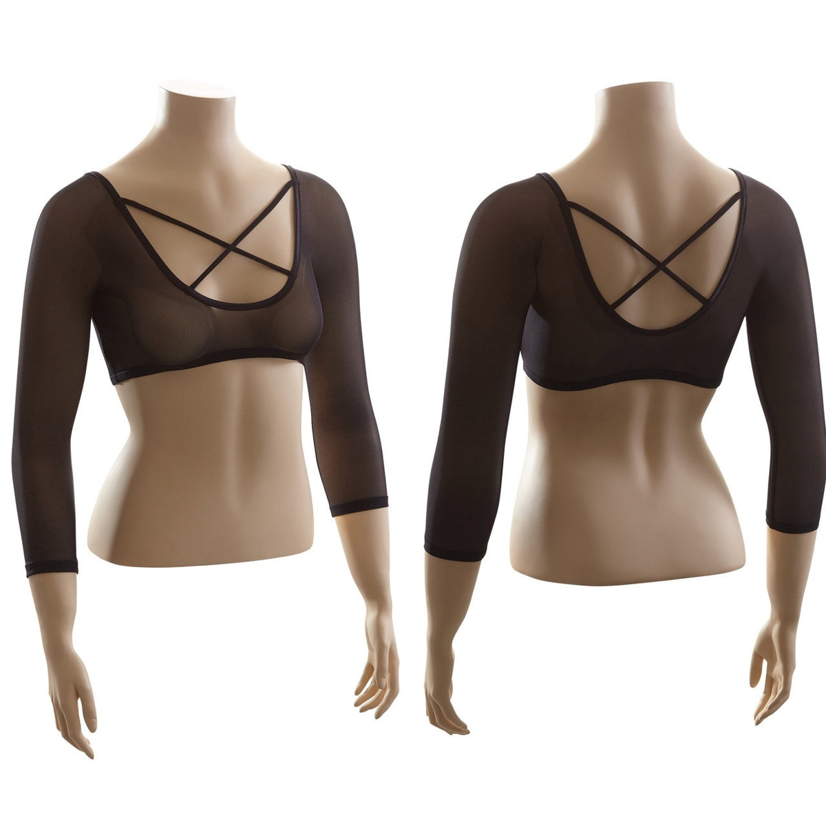 Criss-Cross 3/4 Sleeve Black Mesh Sleevey Wonders