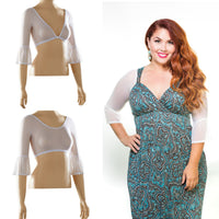 Bell 3/4 Sleeve White Mesh Sleevey Wonders - Plus Size