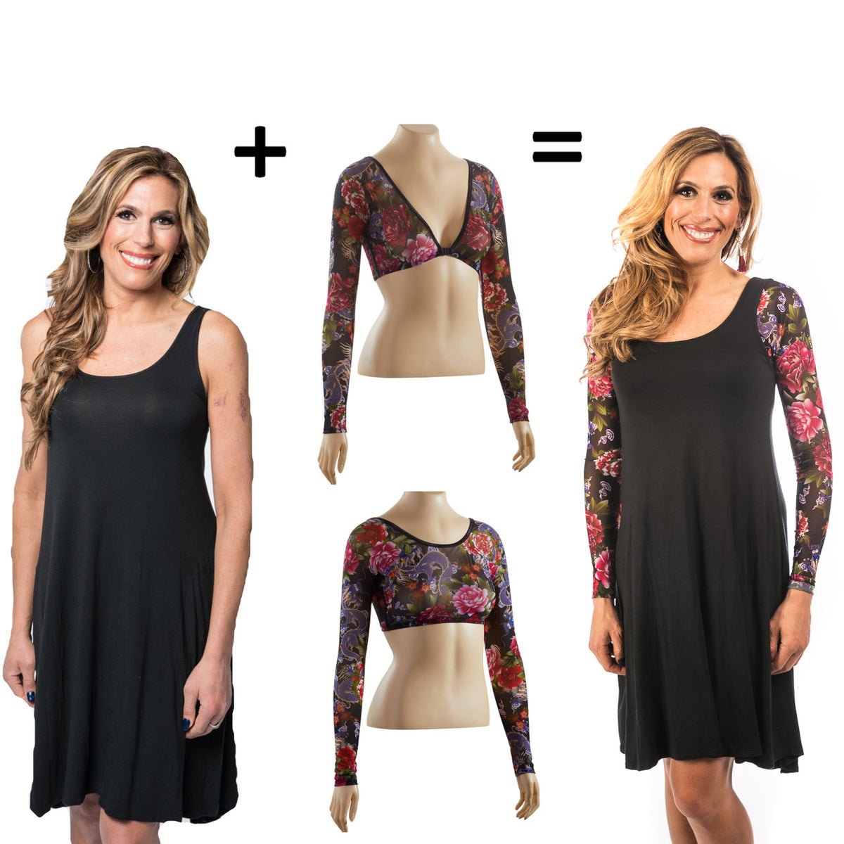 Basic Long Sleeve Tattoo Print Mesh