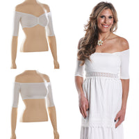 Bandeau 1/2 Sleeve White Jersey Sleevey Wonders