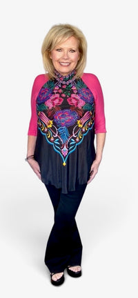 Basic 3/4 Sleeve Pink Jersey Sleevey Wonders - Plus Size