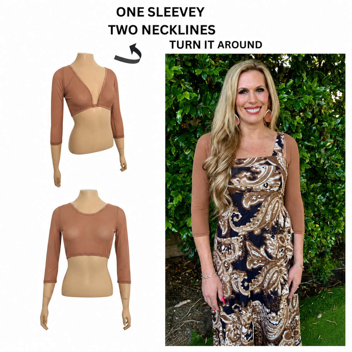 Basic 3/4 Length Brown Mesh Sleevey Wonders