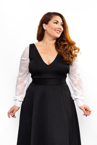 Long Puff Sleeve White Lace Sleevey Wonders - Plus Size
