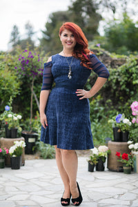 Waterfall 1/2 Sleeve Navy Mesh Sleevey Wonders - Plus Size