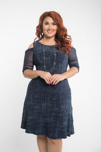 Waterfall 1/2 Sleeve Navy Mesh Sleevey Wonders - Plus Size