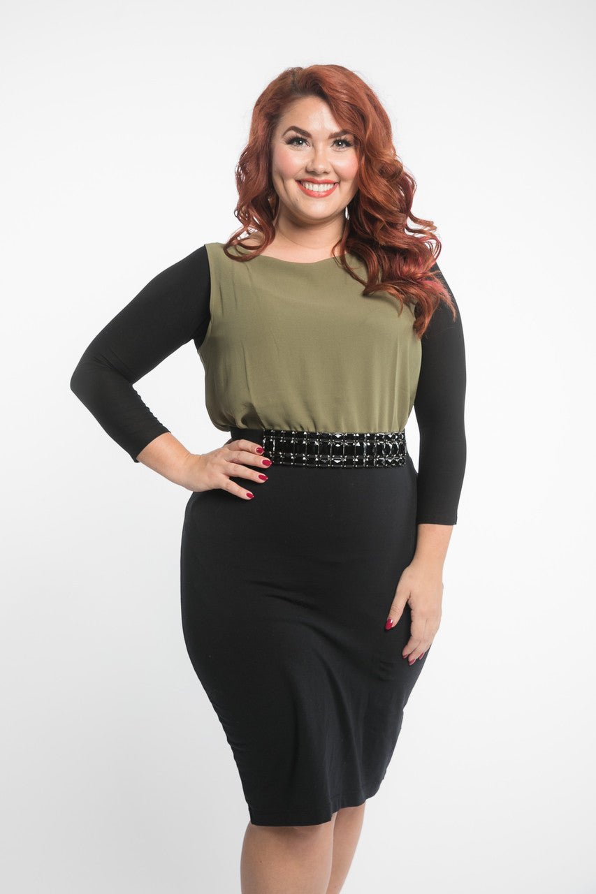 Basic 3/4 Sleeve Black Jersey Sleevey Wonders - Plus Size