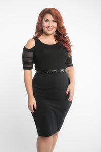 Waterfall 1/2 Sleeve Black Mesh Sleevey Wonders - Plus Size