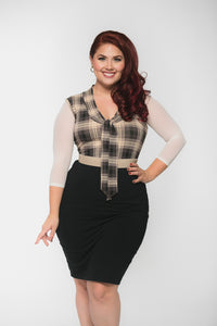 Basic 3/4 Length Ivory Mesh Sleevey Wonders - Plus Size
