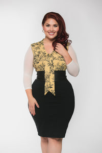 Basic 3/4 Length Ivory Mesh Sleevey Wonders - Plus Size