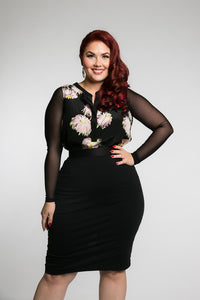 Basic Black Mesh Long Sleeve Sleevey Wonders - Plus Size