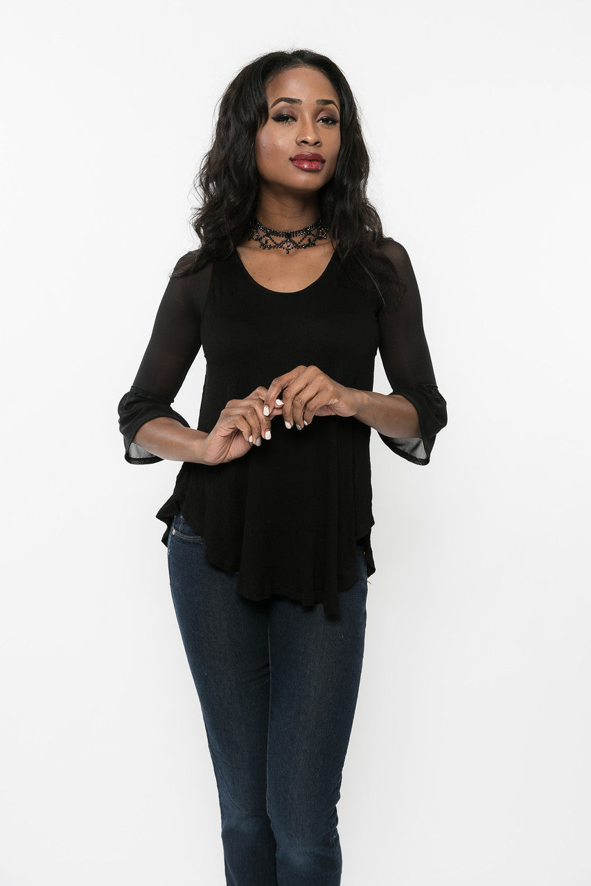 Bell 3/4 Sleeve Black Mesh Sleevey Wonders