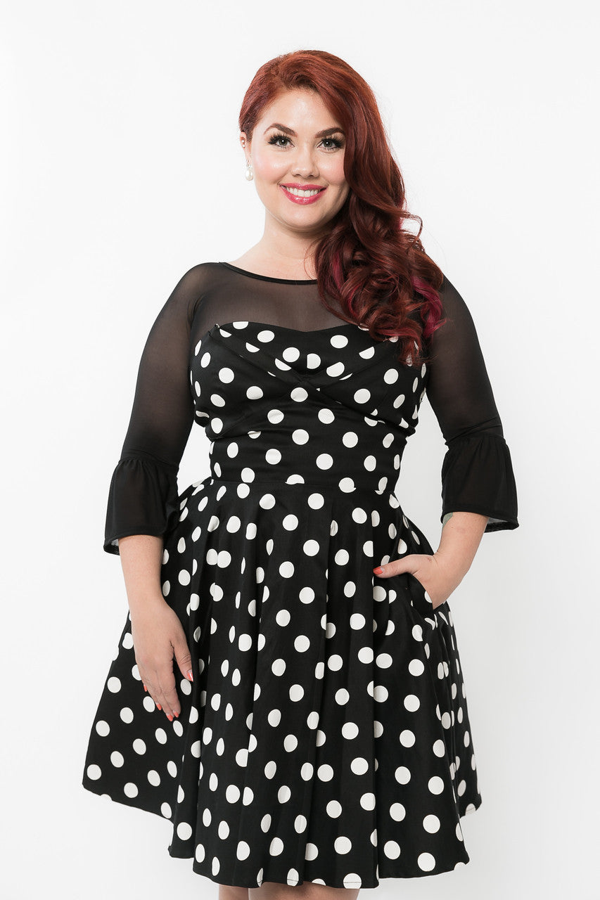 Bell 3/4 Sleeve Black Mesh Sleevey Wonders - Plus Size