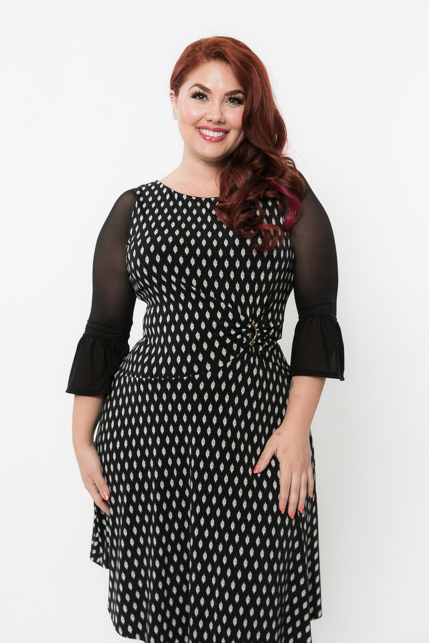 Bell 3/4 Sleeve Black Mesh Sleevey Wonders - Plus Size