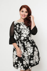 Bell 3/4 Sleeve Black Mesh Sleevey Wonders - Plus Size