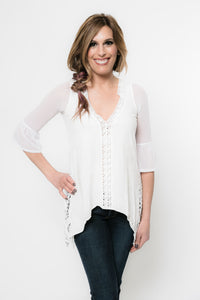 Bell 3/4 Sleeve White Mesh Sleevey Wonders