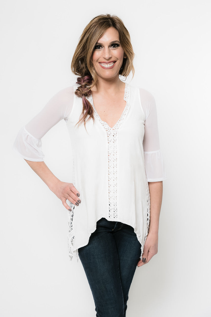 Bell 3/4 Sleeve White Mesh Sleevey Wonders