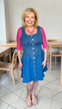Basic 3/4 Sleeve Pink Jersey Sleevey Wonders - Plus Size