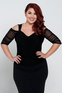 Waterfall 1/2 Sleeve Black Mesh Sleevey Wonders - Plus Size