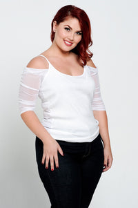 Waterfall 1/2 Sleeve White Mesh Sleevey Wonders - Plus Size