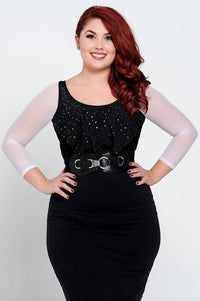 Basic 3/4 Length White Mesh Sleevey Wonders - Plus Size