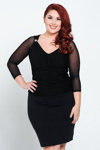 Basic 3/4 Length Black Mesh Sleevey Wonders - Plus Size