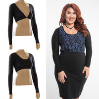 Basic Long Sleeve Black Jersey Sleevey Wonders - Plus Size