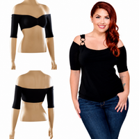 Bandeau 1/2 Sleeve Black Jersey Sleevey Wonders - Plus Size
