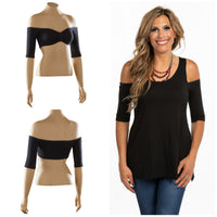 Bandeau 1/2 Sleeve Black Jersey Sleevey Wonders