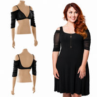 Waterfall 1/2 Sleeve Black Mesh Sleevey Wonders - Plus Size