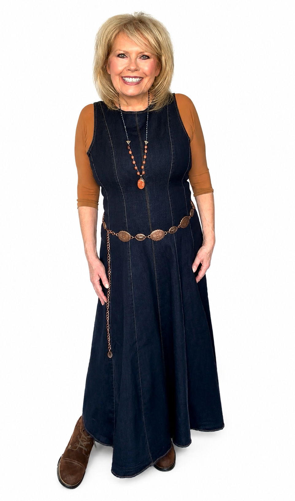 Basic 3/4 Length Brown Mesh Sleevey Wonders - Plus Size