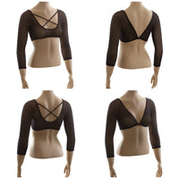 Criss-Cross 3/4 Sleeve Black Mesh Plus Size Sleevey Wonders