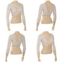 Criss-Cross 3/4 Sleeve White Mesh Plus Size Sleevey Wonders