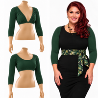 Basic 3/4 Sleeve Green Jersey Sleevey Wonders - Plus Size