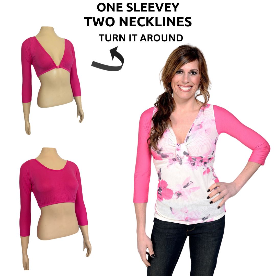 Basic 3/4 Sleeve Hot Pink Jersey Sleevey Wonders