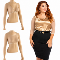 Basic 3/4 Length Nude Mesh Sleevey Wonders - Plus Size