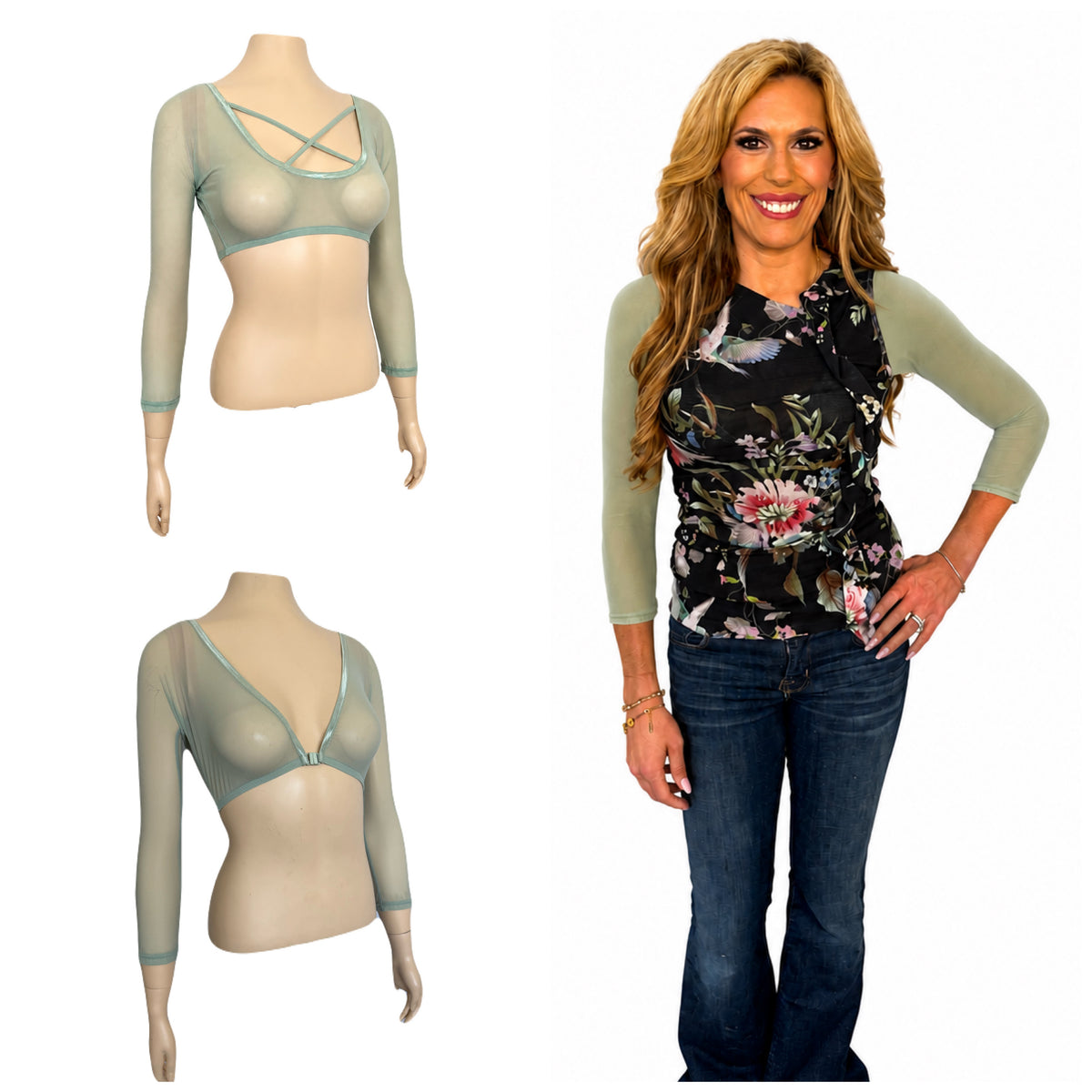 Criss-Cross 3/4 Sage Mesh