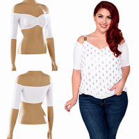 Bandeau 1/2 Sleeve White Jersey Sleevey Wonders - Plus Size